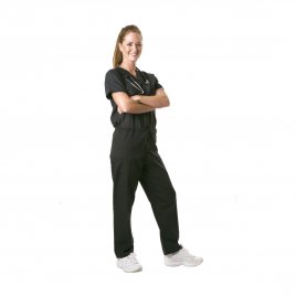 Basic Women’s 4-Pocket Black Scrub Set